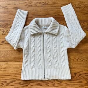Hollister Faux Cashmere Cable Knit Full Zip M Cardigan Warm Staple Casual